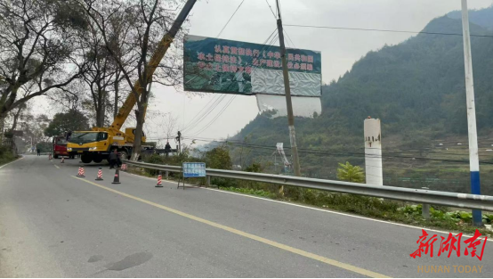 龙山县依法拆除国省干线公路非公路标志牌